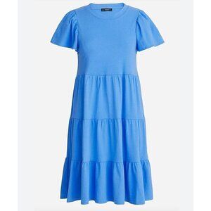 New J. Crew Size XXS Knit broken-in jersey tiered mini dress Blue *Stain*